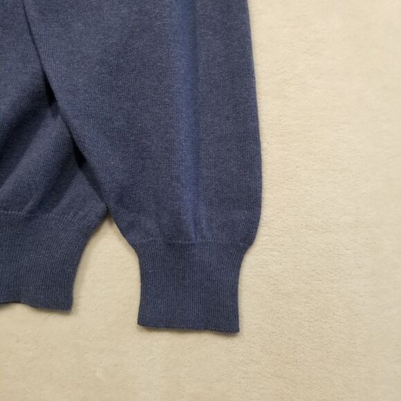 Orvis Sweater Mens Large  Slate Blue V Neck Pullover Cotton Cashmere Blend - Picture 3 of 9